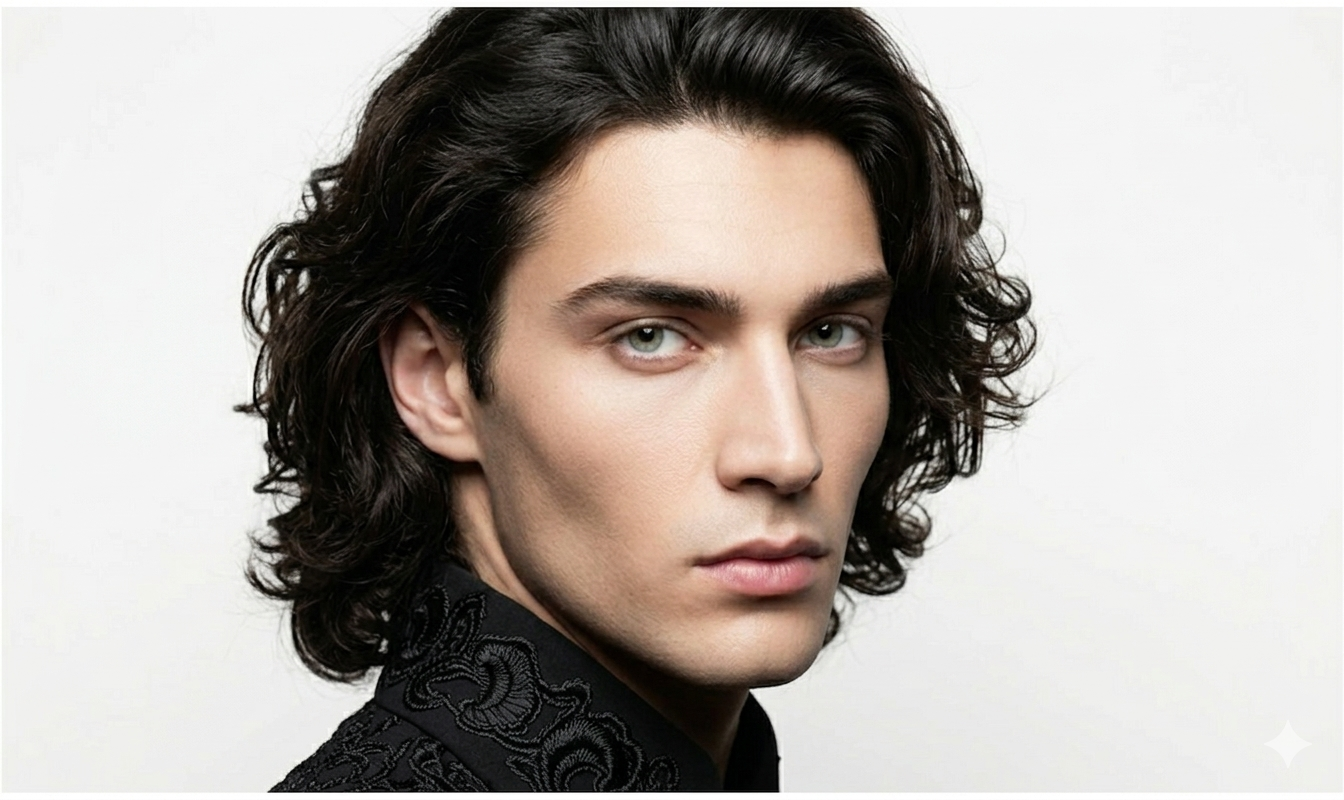 Jeune homme coiffure tendance cheveux mi-longs
