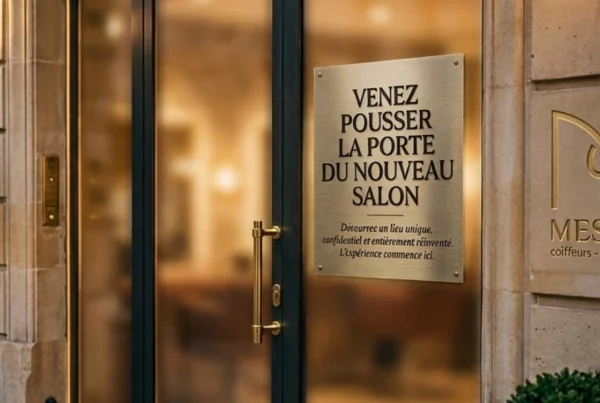 Vue d'ensemble du nouveau design épuré d'un salon de coiffure moderne à Paris